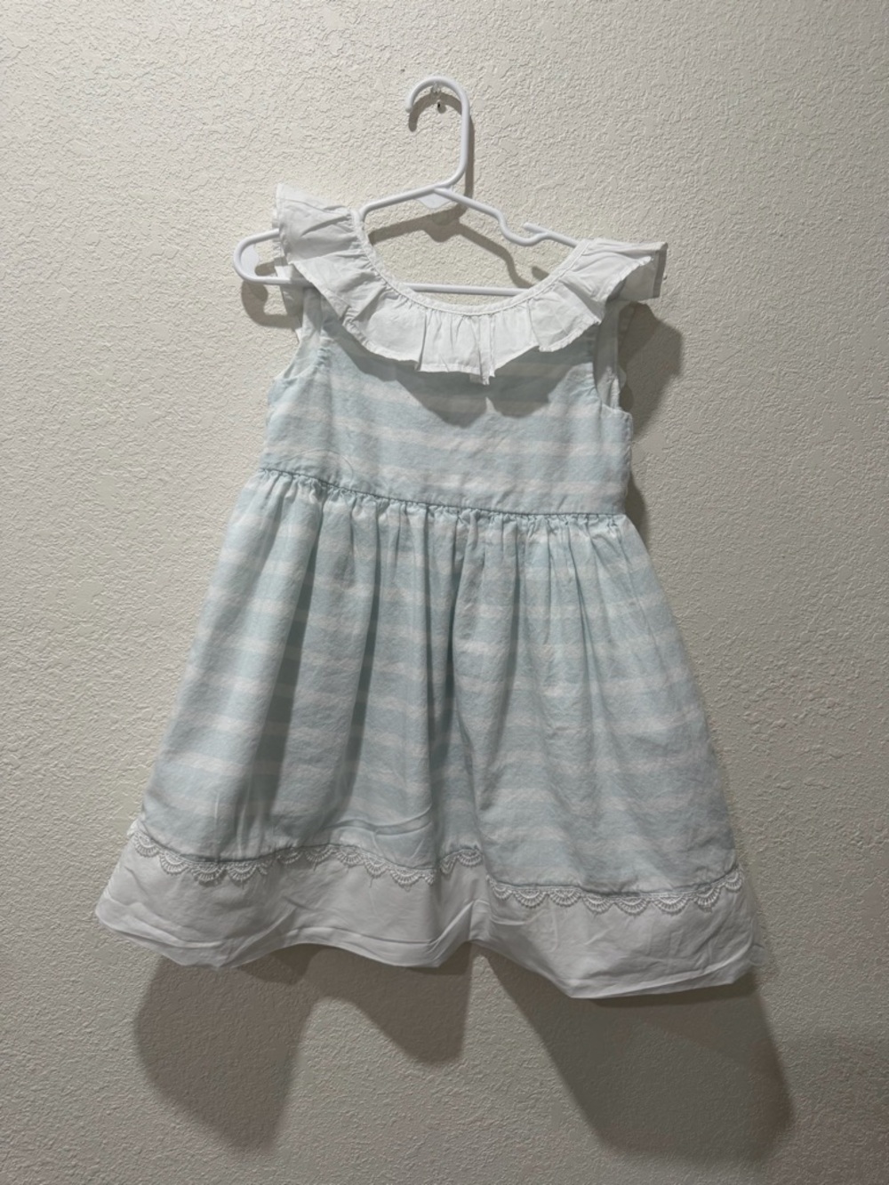 Rachel Zoe Light Blue & White Striped Ruffle Dress